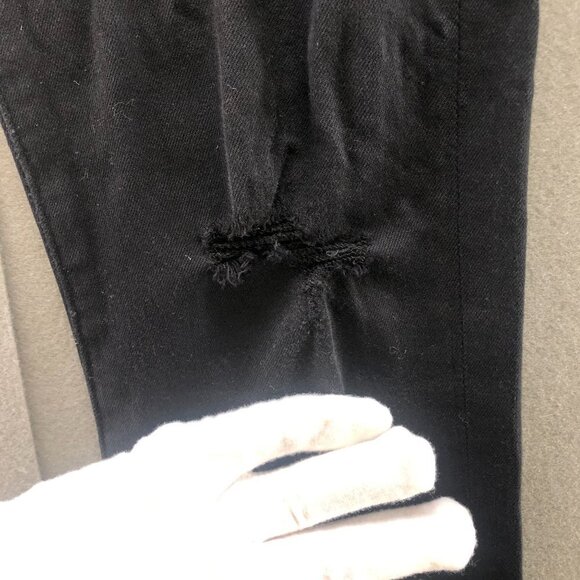 AG Adriano Goldschmied The Farrah High Rise Skinny Jean Size 27 Black Distressed - Picture 4 of 12